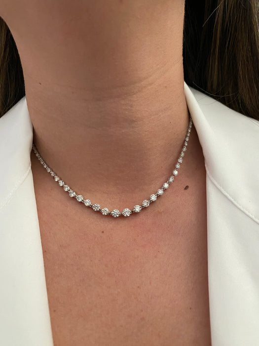 18k white gold 7 carat Diamond tennis necklace