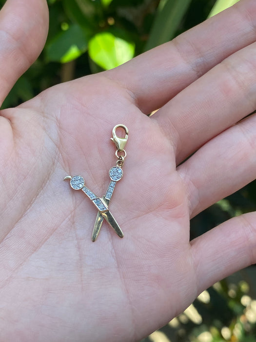 14k diamond scissors charm