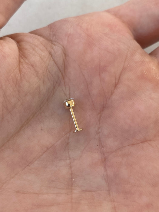 14K Lab Diamond Invisible Set Single Stud Flat Back Earring – 0.17 CTW
