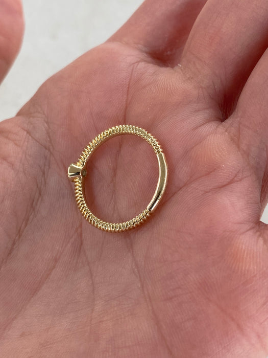10K Gold Coiled Ring with Bezel-Set Diamond – 0.13 CTW