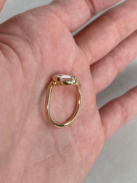14K Open Pear 4.1 TCW Lab Diamond Ring