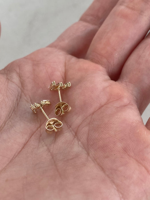 14K Gold Baguette Lab Diamond Stud Earrings