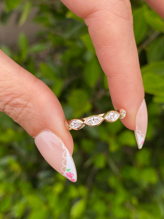 14K Bezel Set Marquise Lab Diamond Stacking Ring