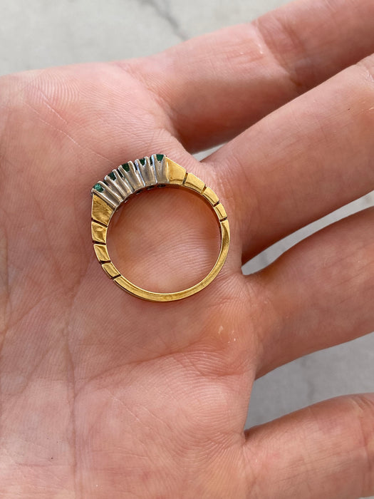 Vintage 14K Two-Tone Emerald Ring