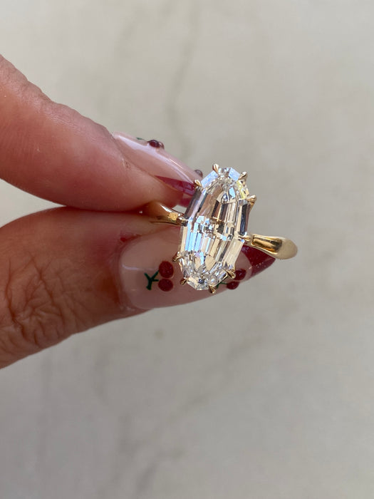 14K Gold 3.50 Carat IGI Certified Lab Diamond Moval Solitaire Ring