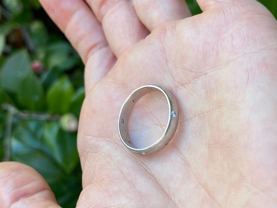 14k white gold diamond etoile eternity ring size 6.75