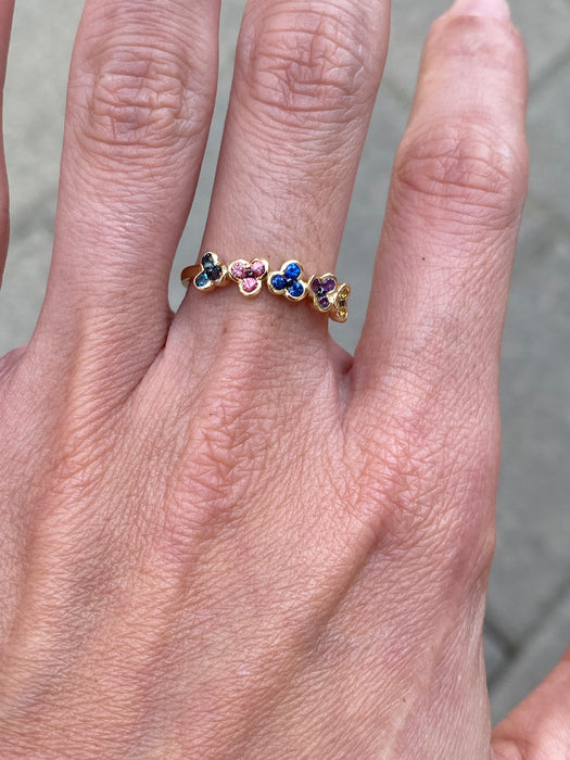 14k amethyst sapphire citrine clover ring size 7