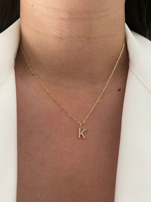 14k diamond letter K initial pendant