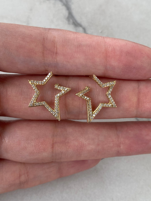 10K Natural Diamond Star Stud Earrings