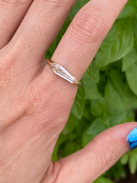 14K Light Champagne Shield-Cut Lab Diamond Ring