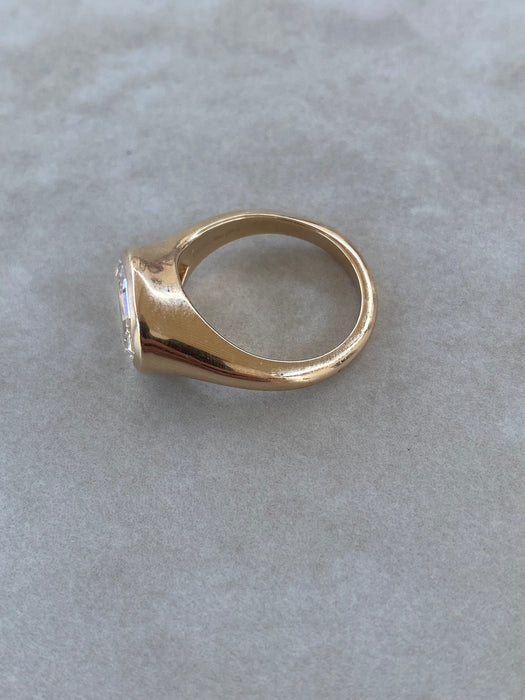 14K Gold 3.31 Carat East-West Step-Cut Pear Lab Diamond Ring