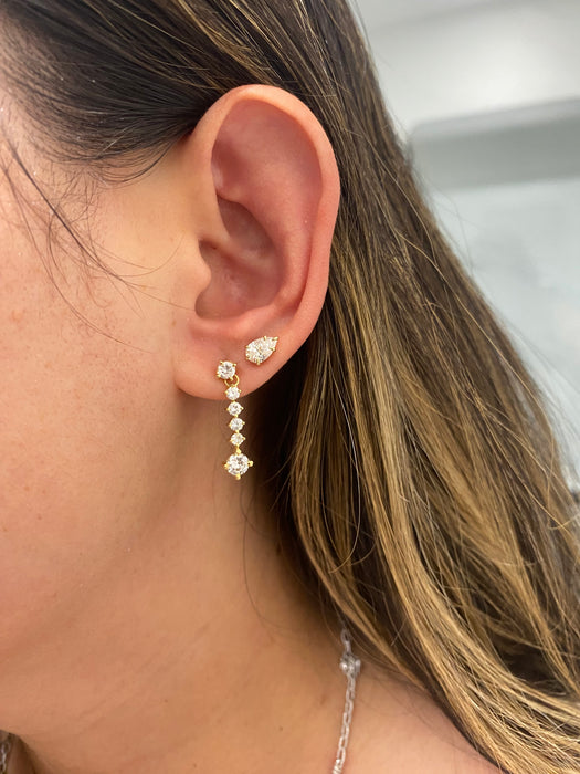 Vintage 18K Gold 1.46 TCW Natural Diamond Drop Earrings