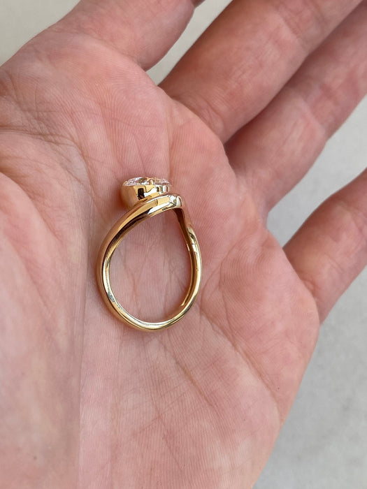 14K 1.51 TCW Lab Pear Diamond Wavy Band Size 7.5 - IGI Certified