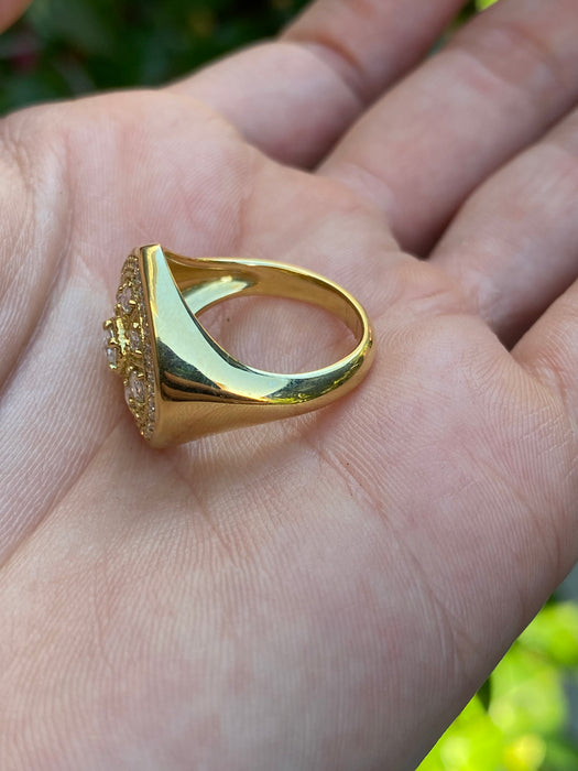 18k rose cut diamond heart ring size 6.5