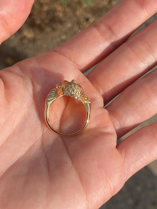 Vintage 18K Gold Diamond Clown Ring