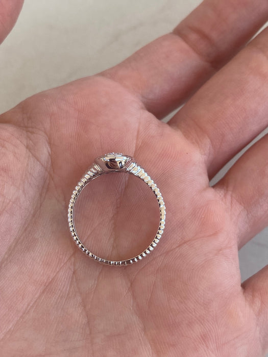 14K White Gold 0.75ct Oval Lab Diamond Double Bezel Ring
