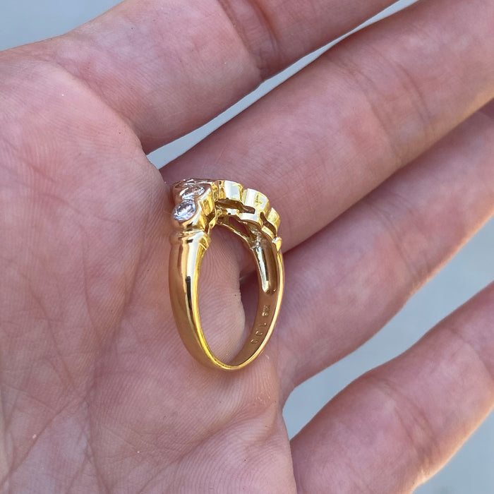 Vintage 18K Gold Diamond Chevron Ring – 1.00 TCW – Size 5.75