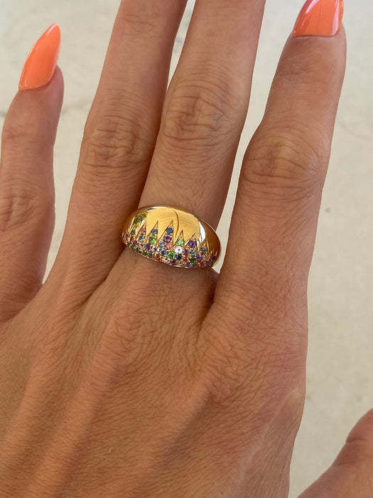14K Multi-Gemstone Cluster Ring