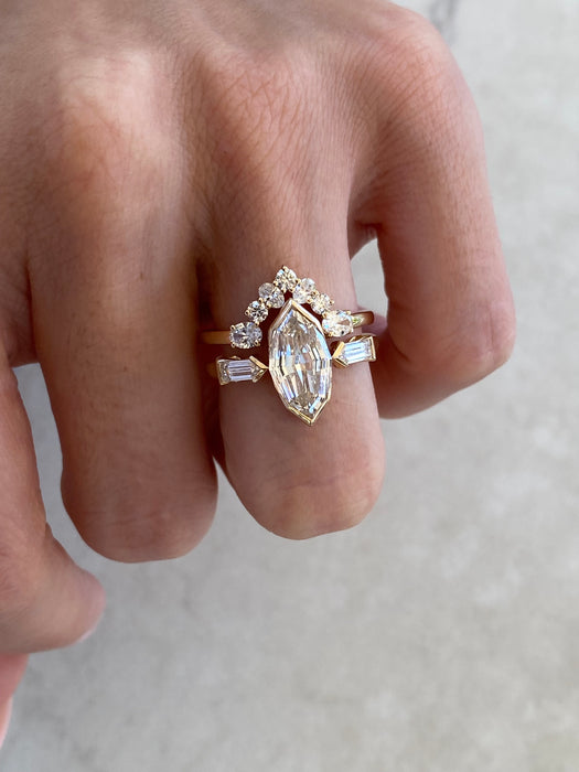 14K Step Cut Marquise & Bullet Cut Lab Diamond Ring - 2.44 TCW- IGI