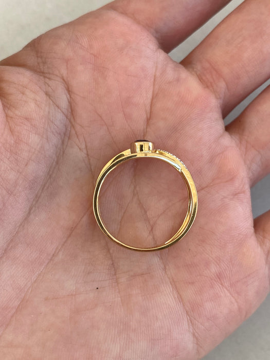 14K Gold Bezel-Set Blue Sapphire & Diamond Triple Band Ring