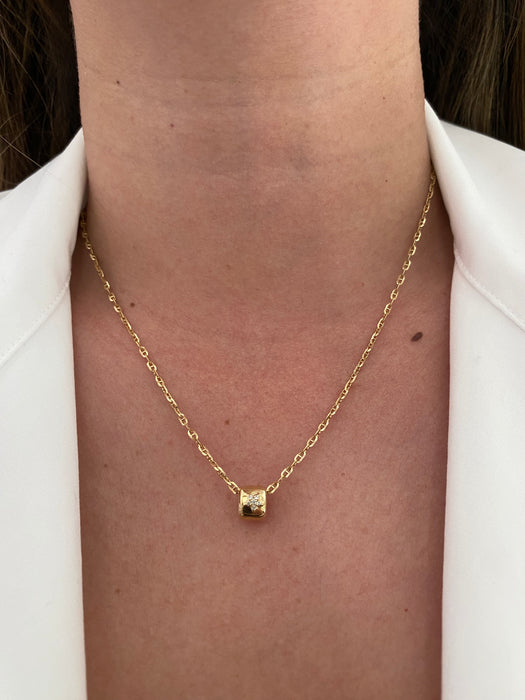 14K Gold Diamond & Emerald Double-Sided Star Rondelle Slider Charm