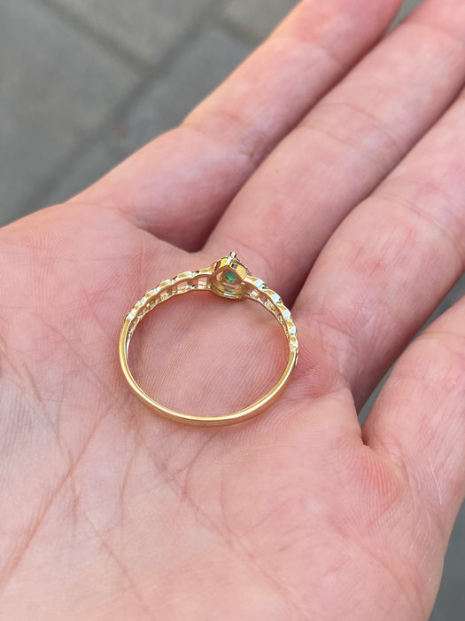 14k emerald diamond curb ring size 8.5