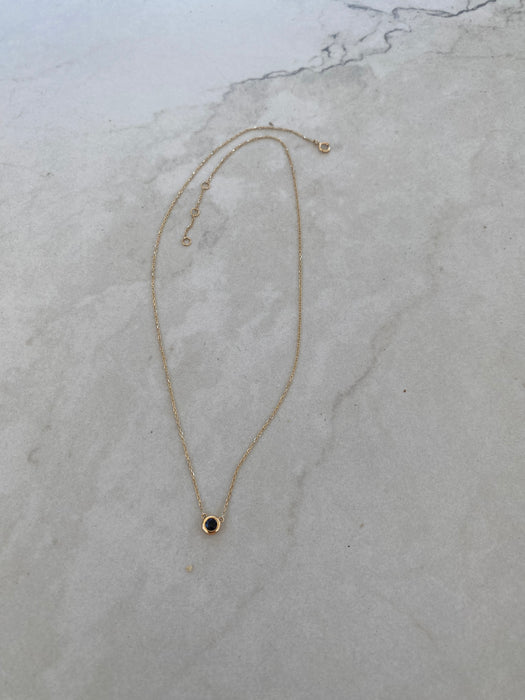 14K Gold Bezel Set Blue Sapphire Necklace