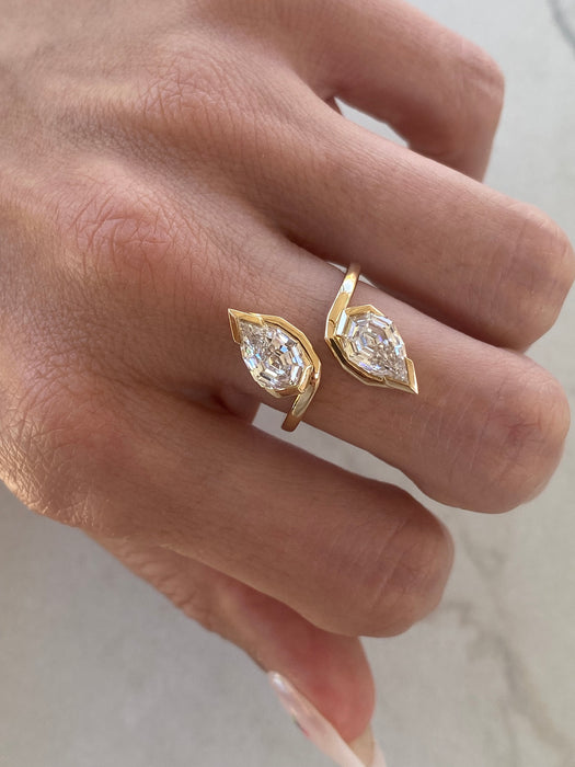 14K Bypass 2.20ct Step-Cut Pear Lab Diamond Ring