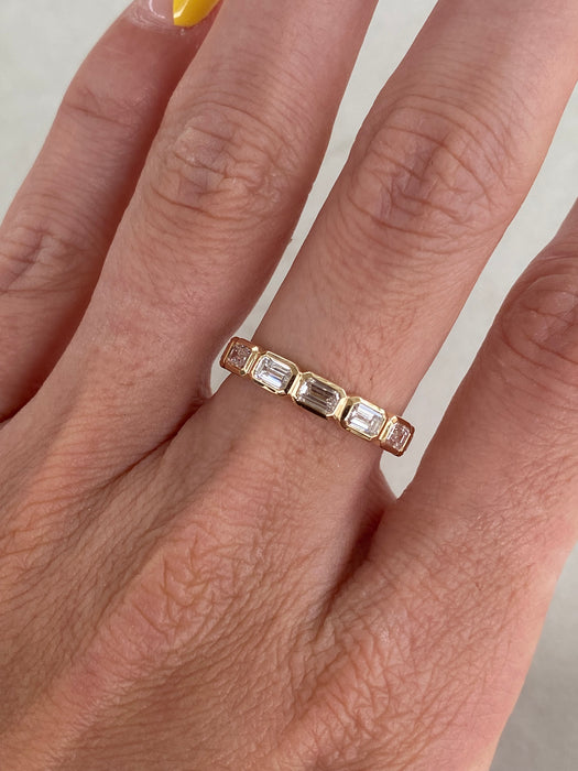 14K Bezel Set Lab Emerald Cut Diamond Ring