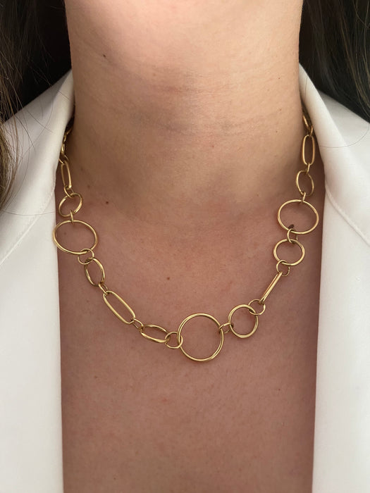 14k circle link necklace 18”