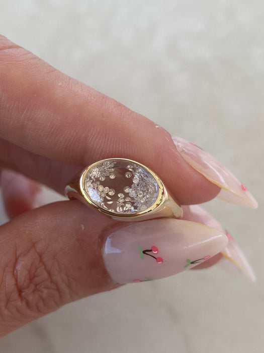 14K East-West Oval Lab Sapphire Ring with Floating Lab Diamonds