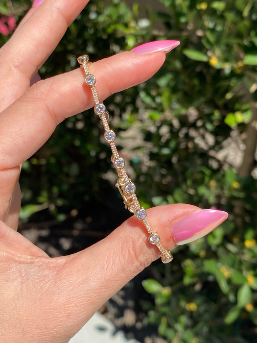 14K Yellow Gold Diamond Tennis Bracelet – 2.63 TCW Bezel & Prong Set Diamonds
