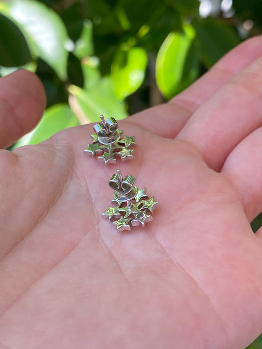 14k Clyde duneier white gold diamond star and sapphire earrings