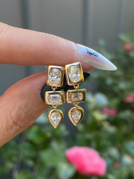 14k 2 carat chunky fancy shape lab diamond earrings