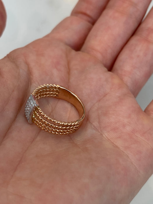 14K Rose Gold Braided Diamond Ring