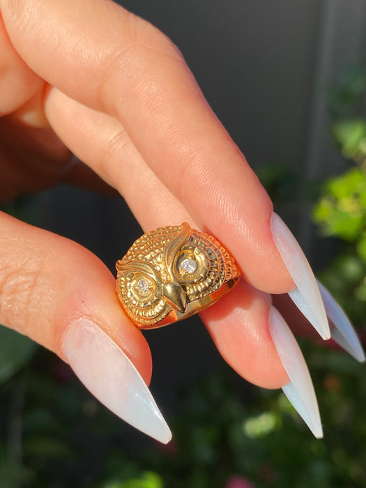 18k diamond owl ring size 6