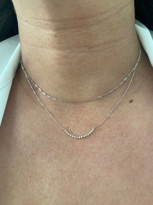 Platinum diamond double layer necklace