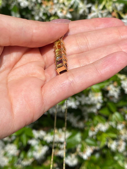 18k rainbow gemstone pendant charm