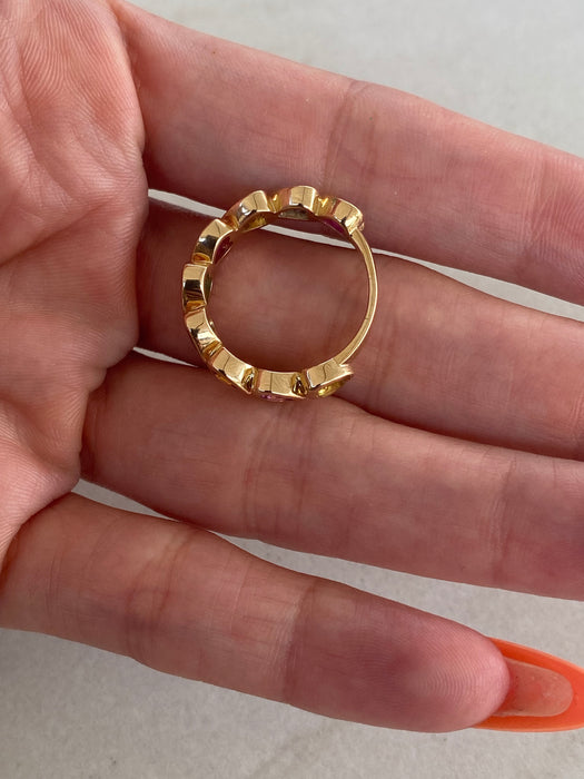 14K Gold Rainbow Heart Gemstone Ring