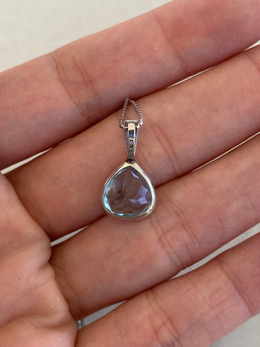 Vintage Platinum 850 Aquamarine & Diamond Pendant