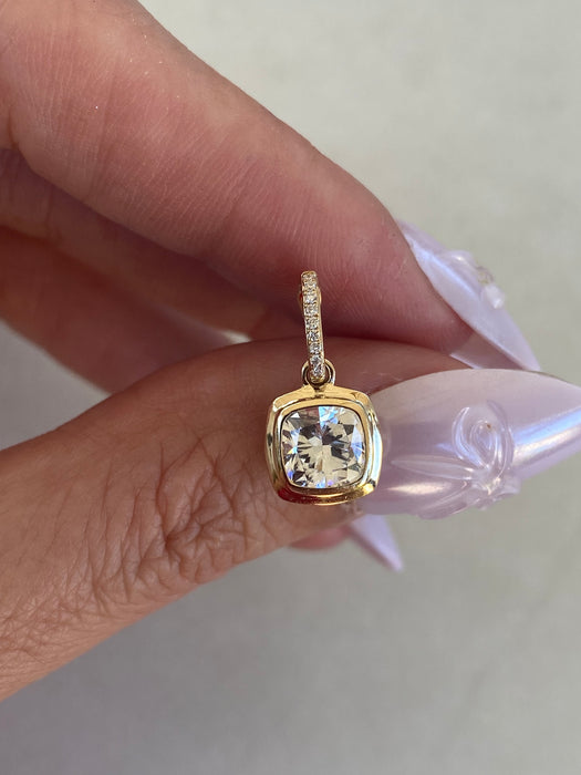 14K Gold 1.06 TCW Cushion Lab Diamond Charm