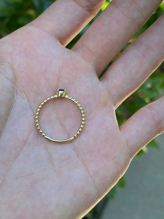 14k blue sapphire bead ring size 6.5