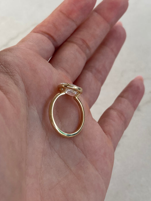 14K Step-Cut Lab Diamond Oval Ring