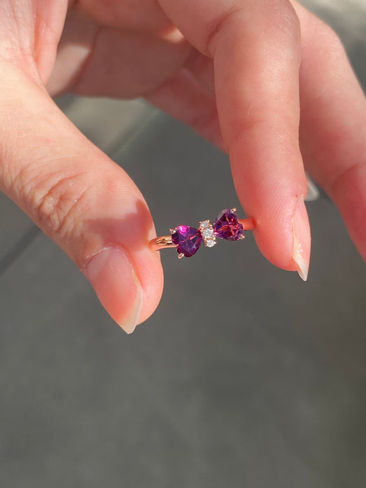 10k rose gold garnet bow ring size 6.5