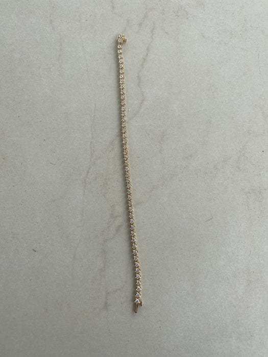 14K Gold Lab Diamond Tennis Bracelet – 2.3 TCW Cupcake Setting, 7”
