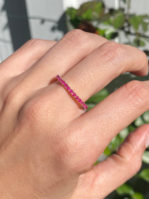 14K Yellow Gold Ruby Eternity Ring Size 8