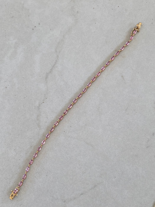 14K Natural Pink Sapphire Marquise Bracelet