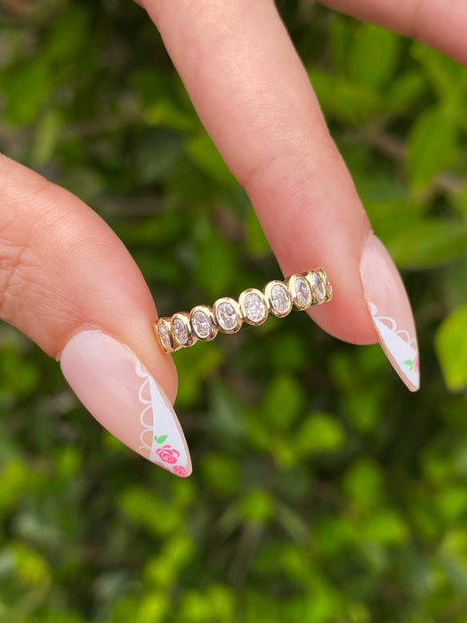 14K Gold Bezel Set Oval Lab Diamond Ring