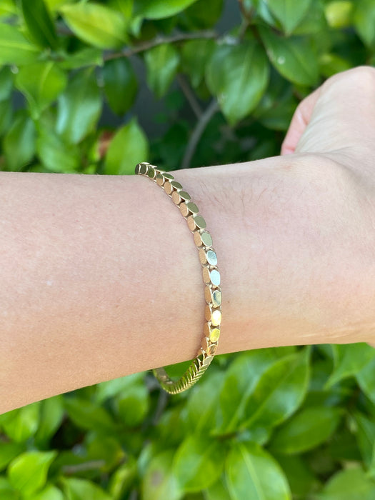 14k barrel oval bracelet 8.75”