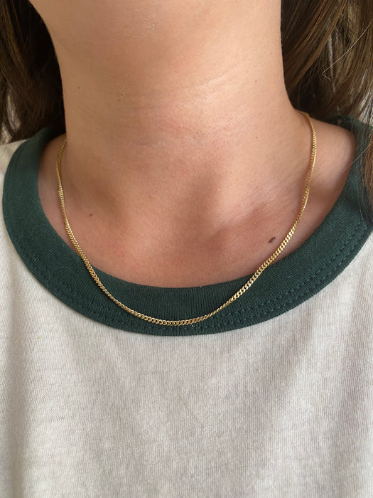 14K Gold Solid Curb Chain Necklace 20”